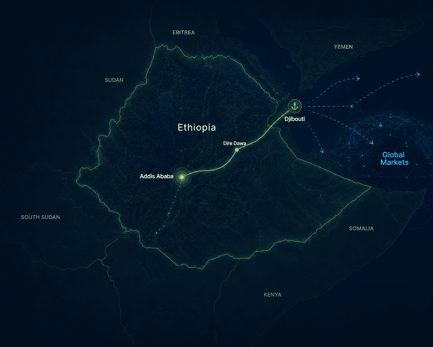 Ethiopia–Djibouti logistics corridor map